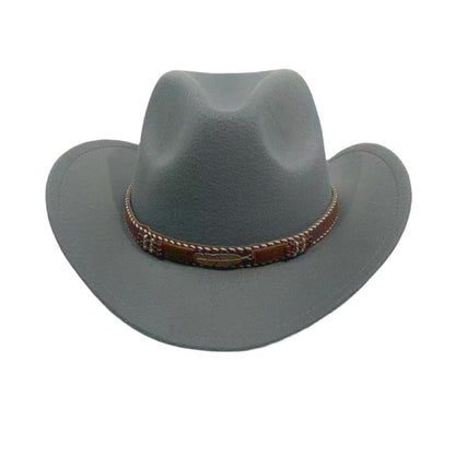 Curling Cowboy Hat Men's And Women's Leaf Belt Fur Felt Hat - Urban Caps 