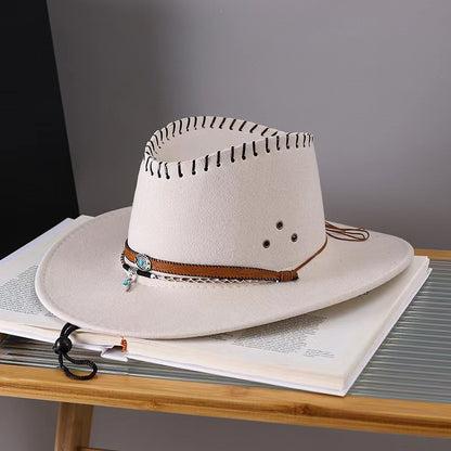 Western Cowboy Hat Men's And Women's Gem Chain Fedora Hat - Urban Caps 