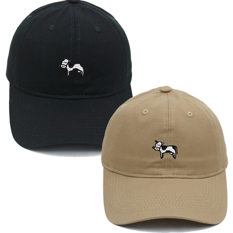 COW COW Embroidery Soft Top Baseball Cap Spring and Summer Cute