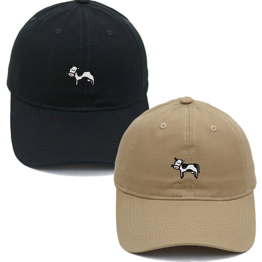 COW COW Embroidery Soft Top Baseball Cap Spring and Summer Cute