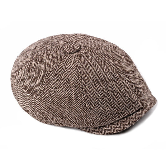 Fashion Retro Octagonal Hat Male Fashion Plaid Beret - Urban Caps 