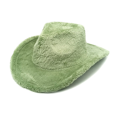 Faux Rabbit Fur Western Cowboy Hat Female Woolen Hat - Urban Caps 