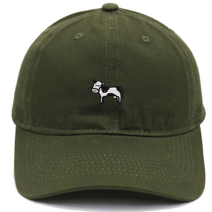 COW COW Embroidery Soft Top Baseball Cap Spring and Summer Cute