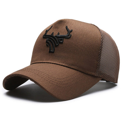 Deer Head Rear Mesh Tall Crown Baseball Cap Men's Summer Breathable - Urban Caps 