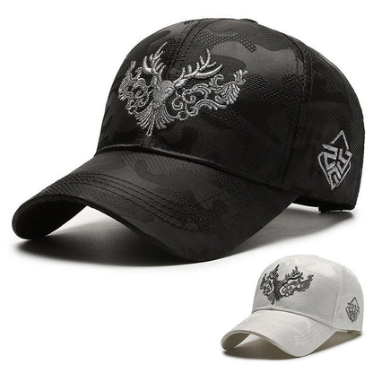 Deer Head Embroidery Men's Outdoor Couple Peaked Cap - Urban Caps