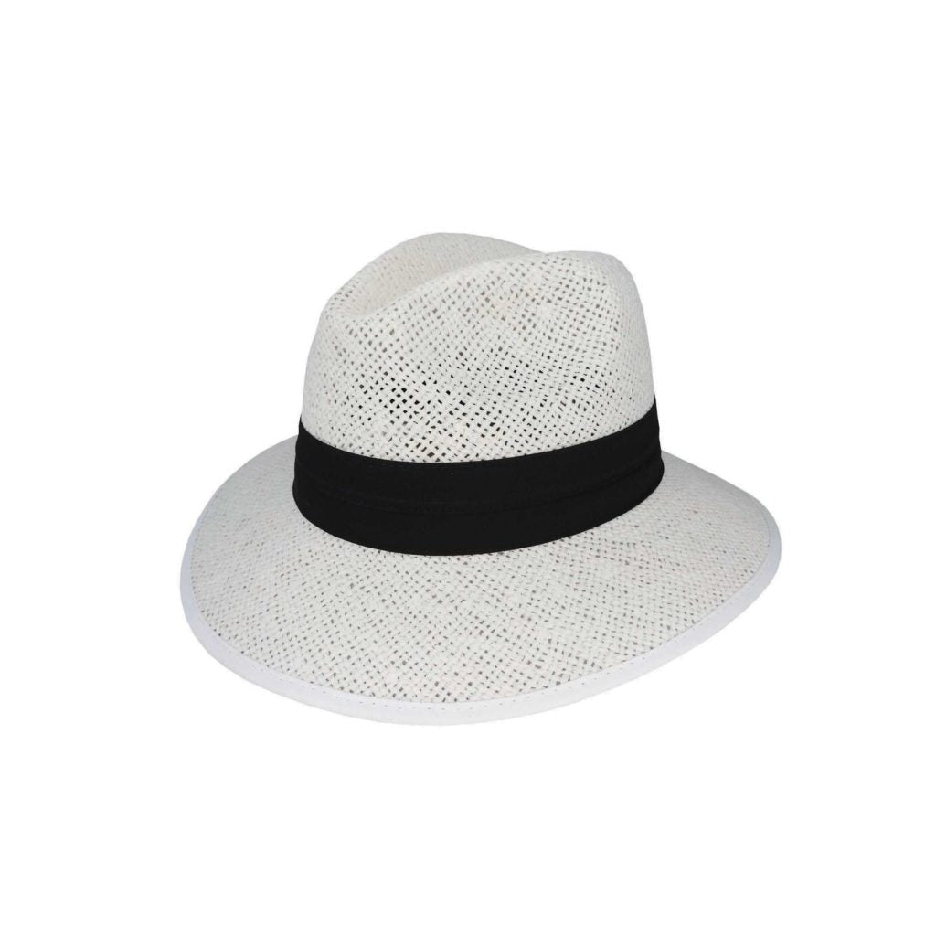 Devon Open Weave Panama - Style Hat with Twisted Paper Construction and Puggaree Band - Urban Caps