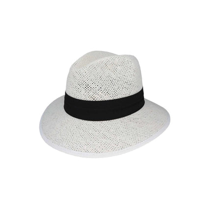 Devon Open Weave Panama - Style Hat with Twisted Paper Construction and Puggaree Band - Urban Caps