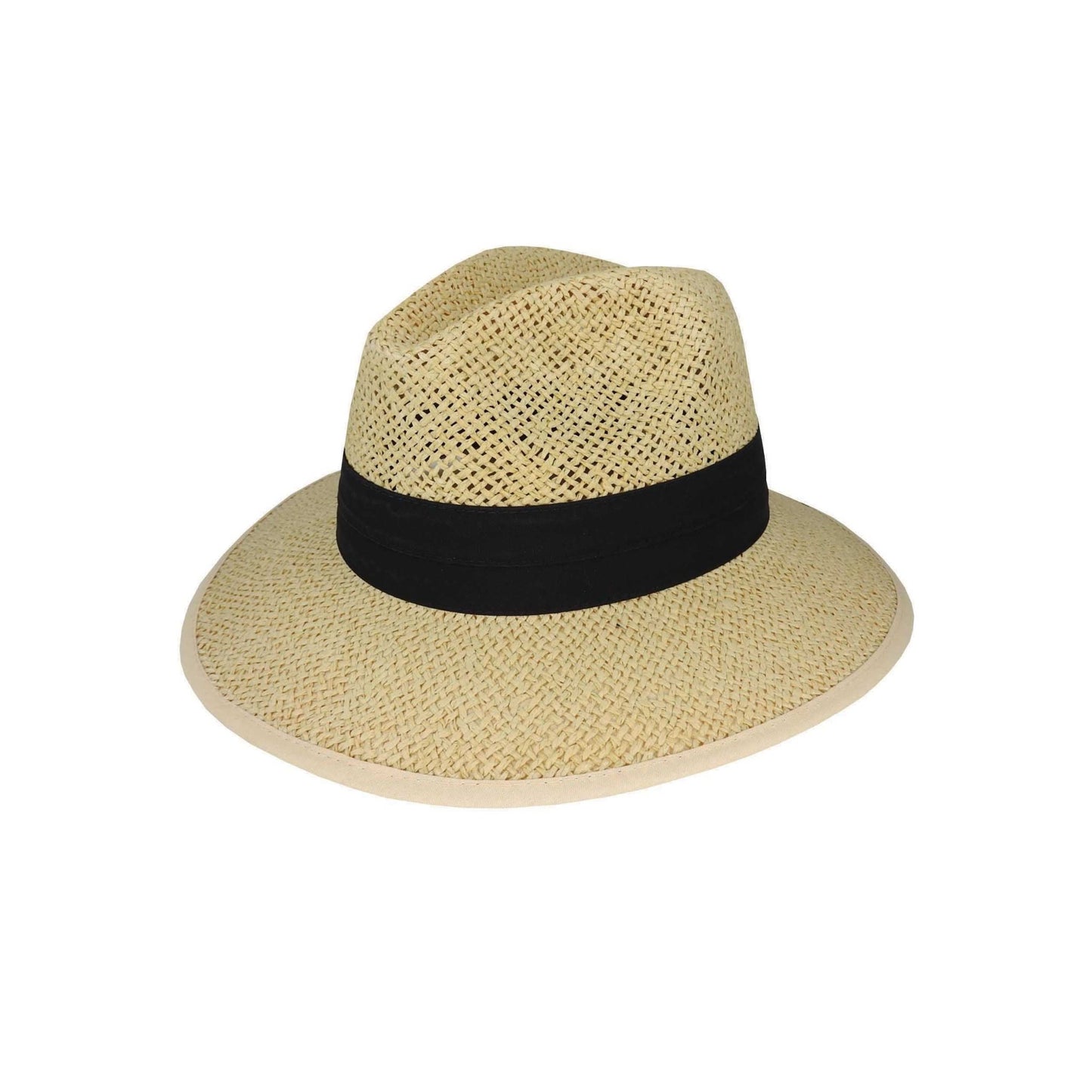Devon Open Weave Panama - Style Hat with Twisted Paper Construction and Puggaree Band - Urban Caps