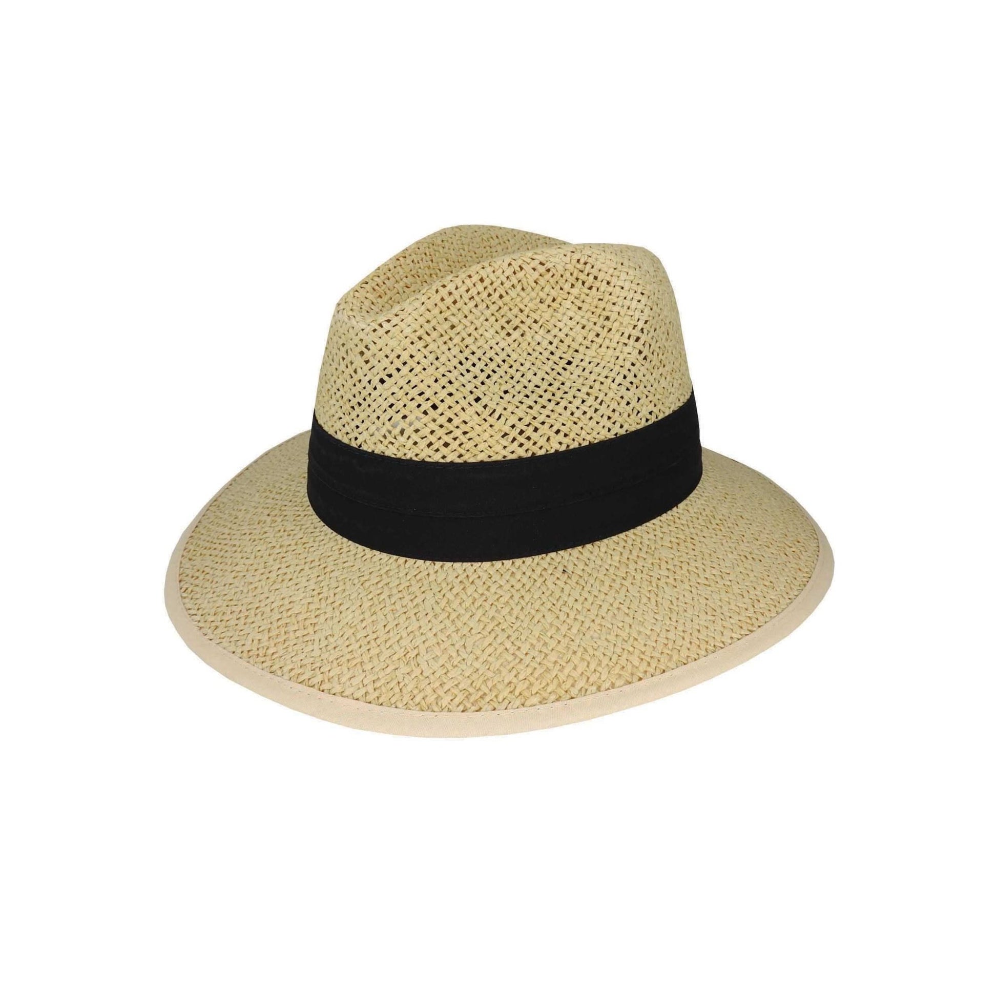 Devon Open Weave Panama - Style Hat with Twisted Paper Construction and Puggaree Band - Urban Caps