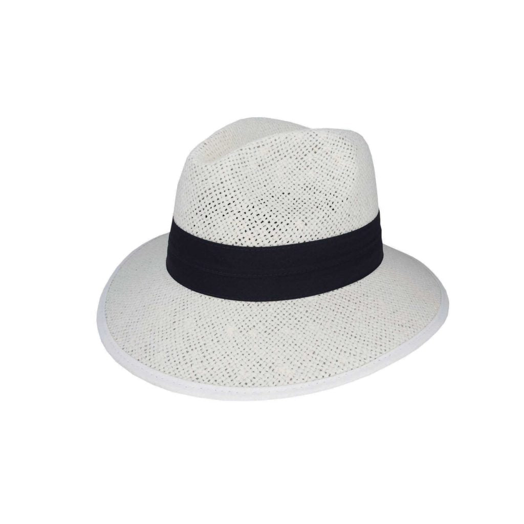 Devon Open Weave Panama - Style Hat with Twisted Paper Construction and Puggaree Band - Urban Caps