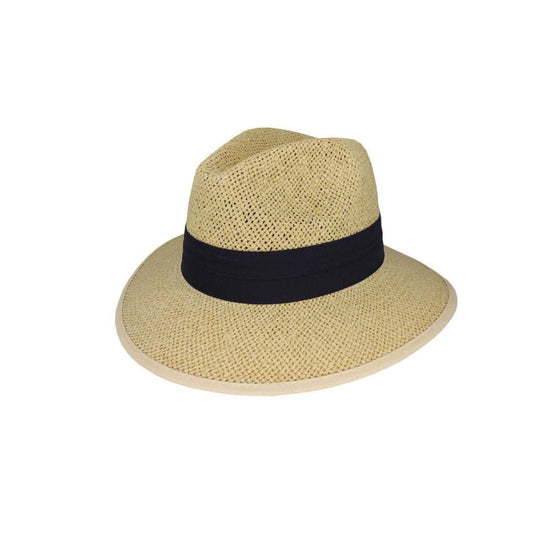 Devon Open Weave Panama - Style Hat with Twisted Paper Construction and Puggaree Band - Urban Caps