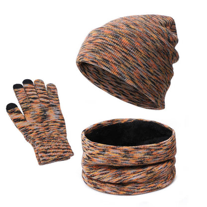 Complete Knitted Set: Hat, Scarf, Touch Screen Gloves with Velvet Lining - Stylish Outdoor Comfort in Solid Color - Urban Caps 