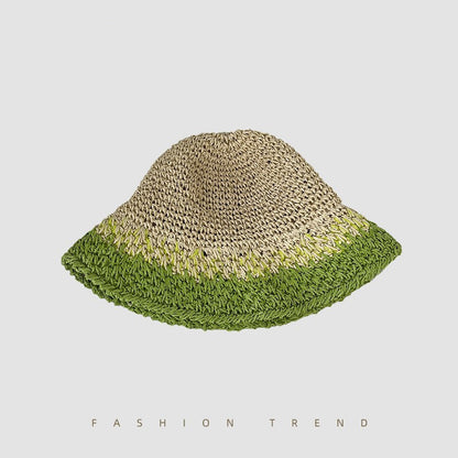 Women's Summer Straw Colorblock Crochet Hat - Urban Caps 