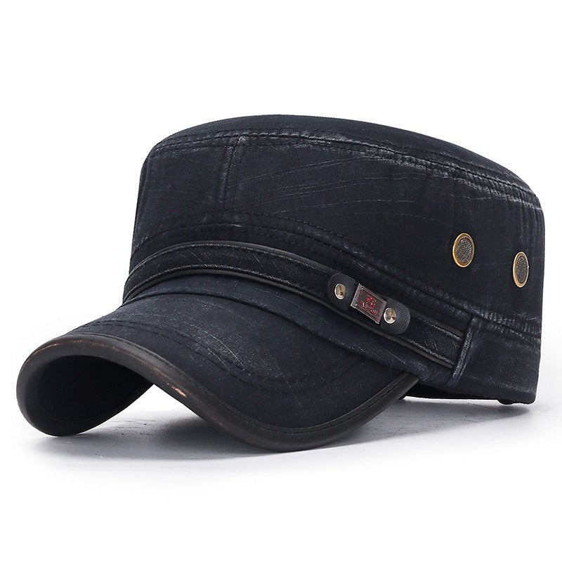 Distressed Flat - top Leather - trimmed Vintage Cotton Hat - Urban Caps