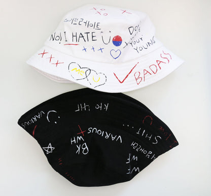 Doodle love sunshade fisherman hat - Urban Caps