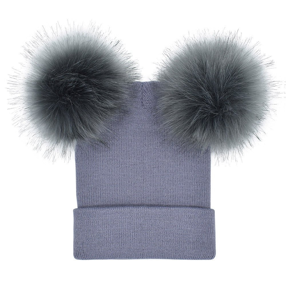 Double Pom Pom Knit Beanie – Cute Winter Wool Hat for Women - Urban Caps