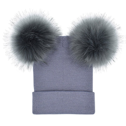 Double Pom Pom Knit Beanie – Cute Winter Wool Hat for Women - Urban Caps