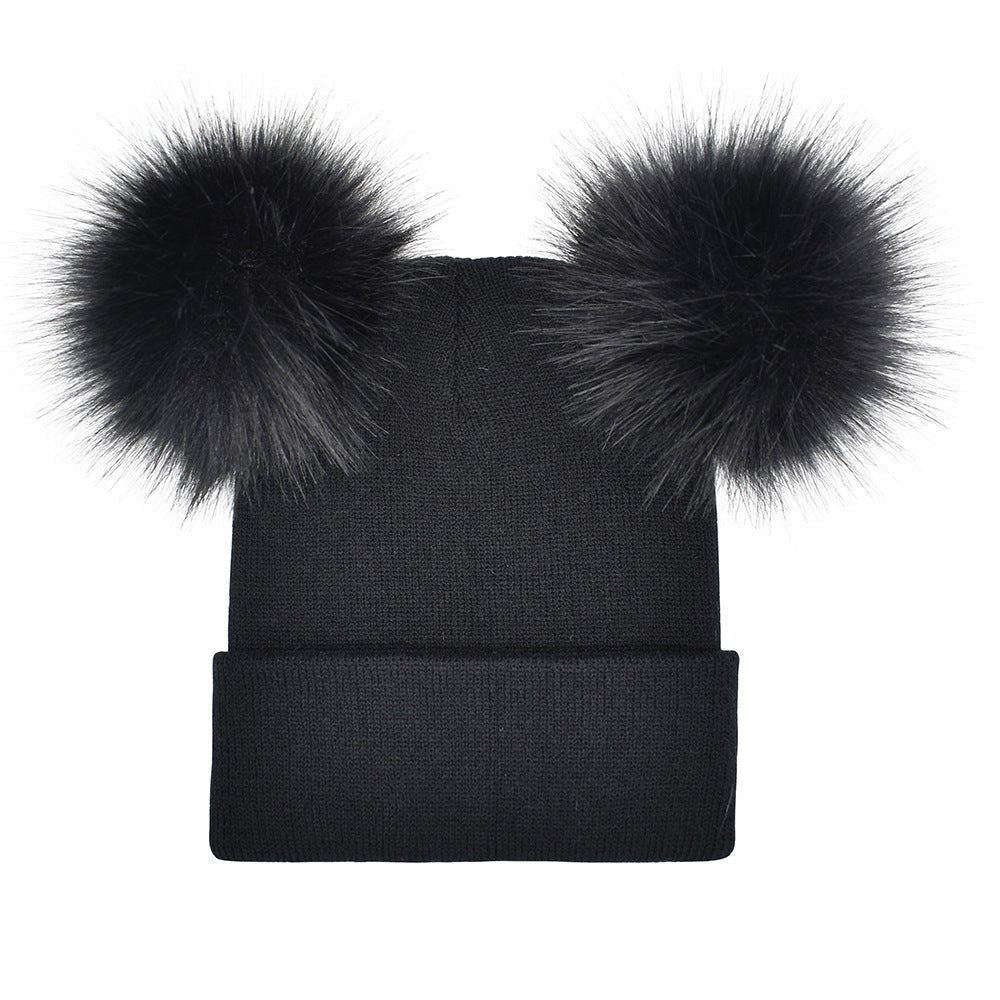 Double Pom Pom Knit Beanie – Cute Winter Wool Hat for Women - Urban Caps