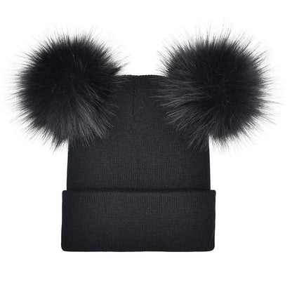 Double Pom Pom Knit Beanie – Cute Winter Wool Hat for Women - Urban Caps