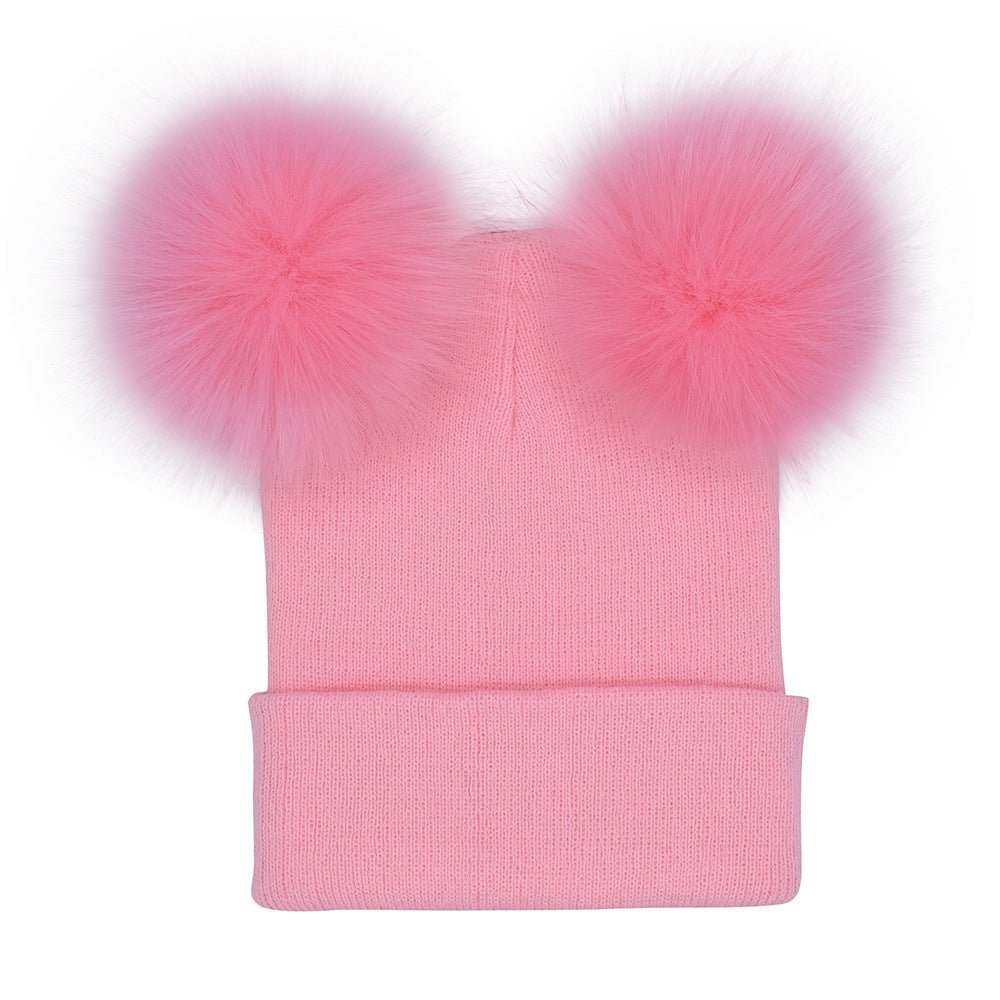 Double Pom Pom Knit Beanie – Cute Winter Wool Hat for Women - Urban Caps