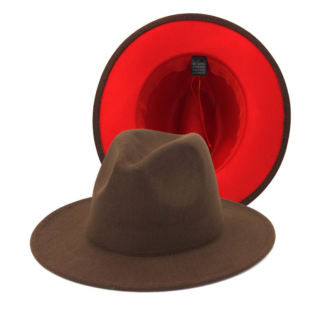 Double - sided Color Matching Flat Brim Fedora Hat - Urban Caps
