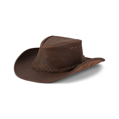 Drifter Australian Leather Shapeable Hat with Braided Hatband - Urban Caps