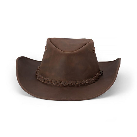 Drifter Australian Leather Shapeable Hat with Braided Hatband - Urban Caps