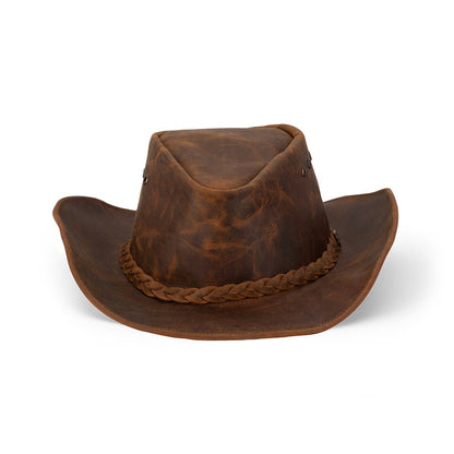 Drifter Australian Leather Shapeable Hat with Braided Hatband - Urban Caps