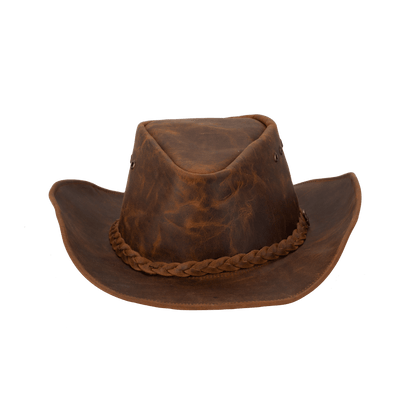 Drifter Australian Leather Shapeable Hat with Braided Hatband - Urban Caps