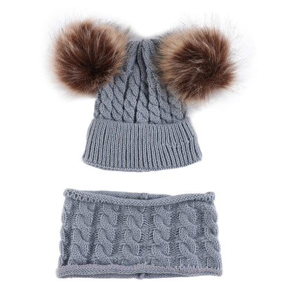 Baby Double Ball Woolen Hat Scarf Set - Urban Caps 