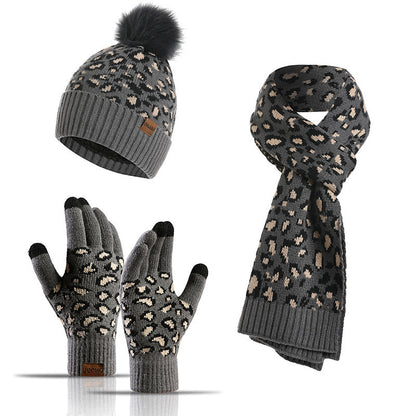 Three-piece Warm Knitted Woolen Hat, Scarf And Gloves - Urban Caps 