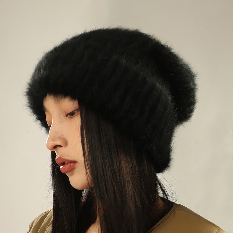White Big Head Circumference Knitted Huge Woolen Hat - Urban Caps 