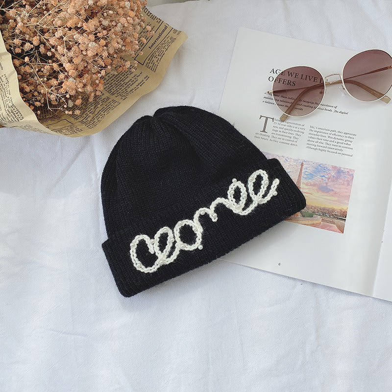 Women's Knitted Hat Pearl Small Fragrant Woolen Hat - Urban Caps 