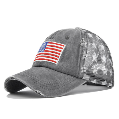 American Flag Embroidered Mesh Cap Embroidered Baseball Hat - Urban Caps 