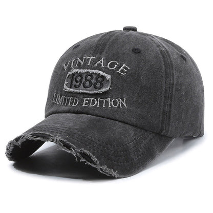 American Retro Soft Top Make Old Ripped Letter Embroidered Baseball Cap - Urban Caps 