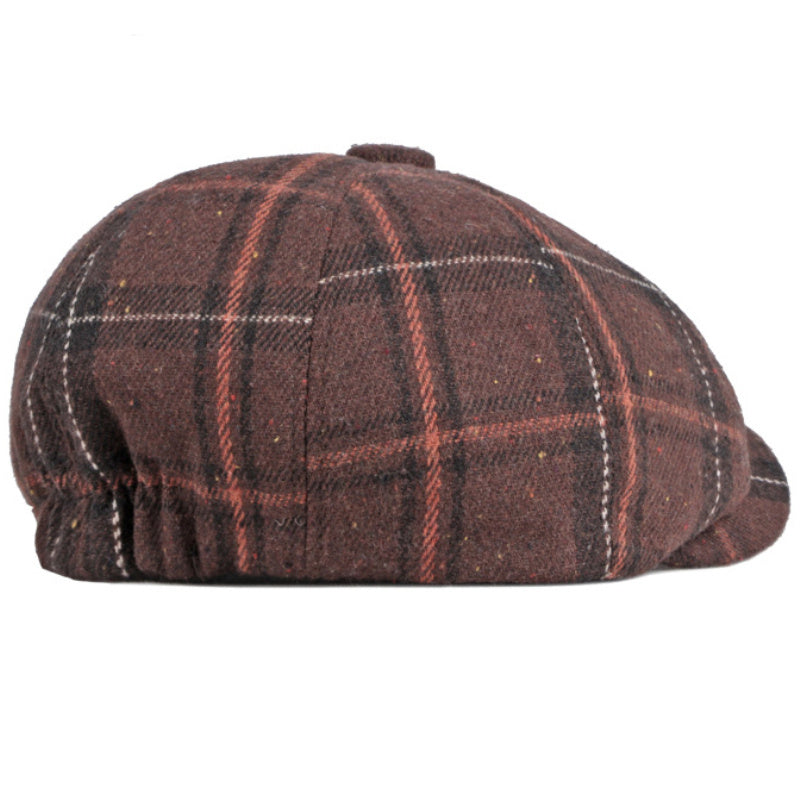 Men's Warm British Vintage Octagonal Hat Plaid Casual - Urban Caps 