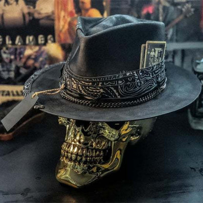 European And American Western Cowboy Hat Handmade Skull Hat - Urban Caps 