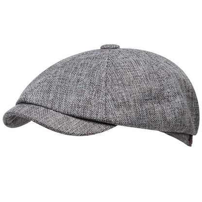 Linen Flat Top Newsboy Beret – Retro Short Brim Cap | One Size - Urban Caps 