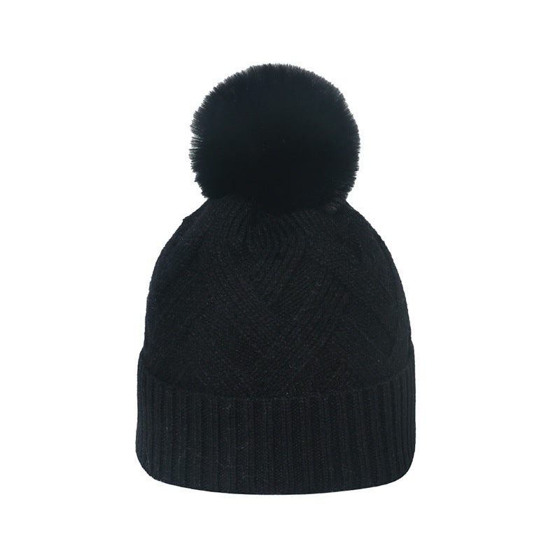Trend Cross-border Fur Ball Woolen Cap Braiding Thread Plaid Knitted Hat - Urban Caps 