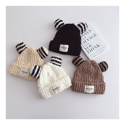 Ear Style Children's Stripes Knitted Hat Warm - Urban Caps