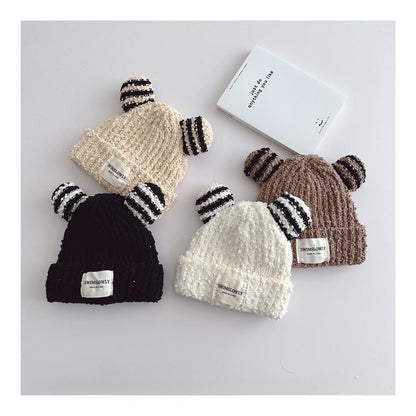 Ear Style Children's Stripes Knitted Hat Warm - Urban Caps
