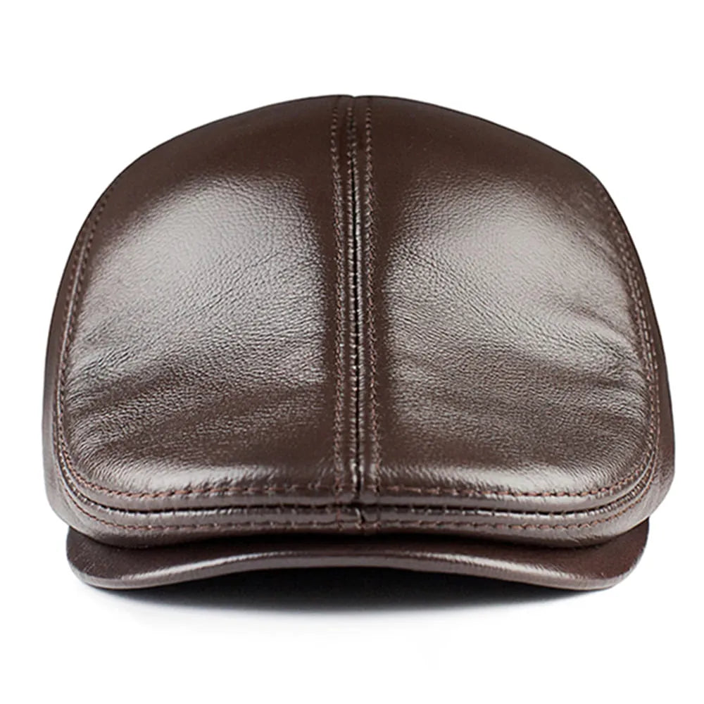 earflaps-genuine-leather-flat-cap-front
