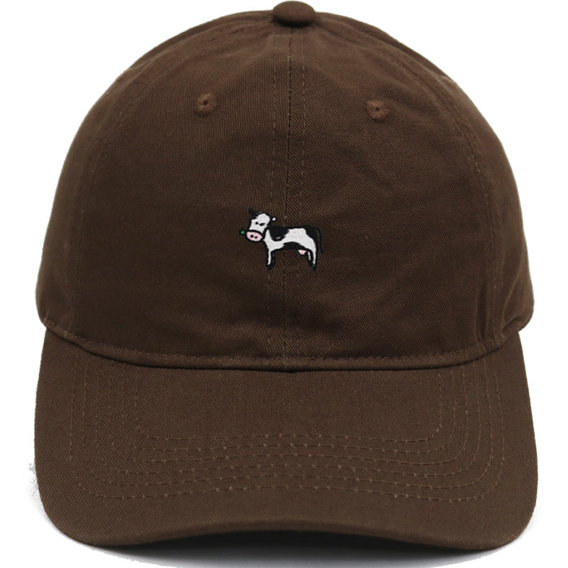 COW COW Embroidery Soft Top Baseball Cap Spring and Summer Cute