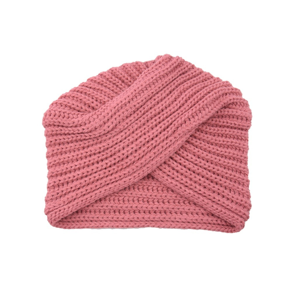 Fashion Woolen Knit Hat With Crossover Pullover - Urban Caps 