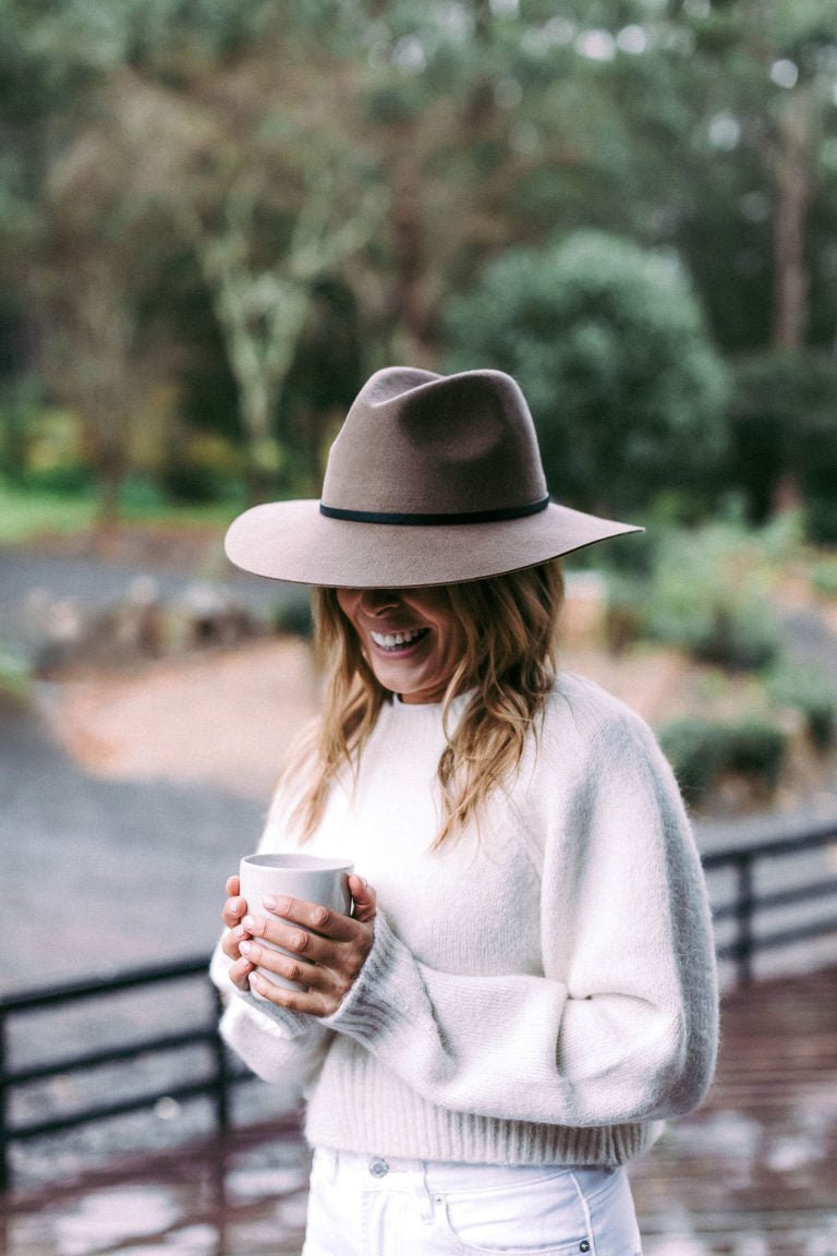 Edwina Fedora Hat – Australian Wool Felt, Faux Leather Band, Adjustable Fit - Urban Caps