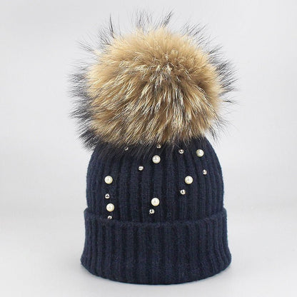 Elegant Pearl Beanie – Soft Wool Knit Winter Hat with Pearl Detailing - Urban Caps
