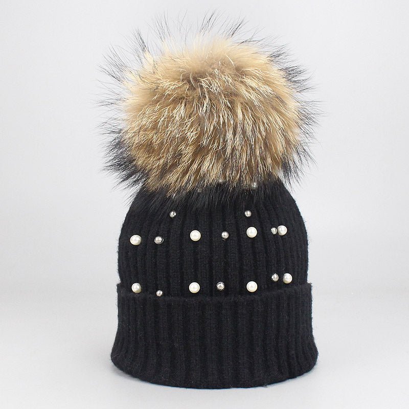 Elegant Pearl Beanie – Soft Wool Knit Winter Hat with Pearl Detailing - Urban Caps