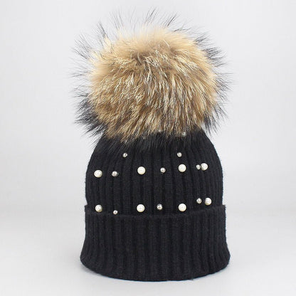 Elegant Pearl Beanie – Soft Wool Knit Winter Hat with Pearl Detailing - Urban Caps