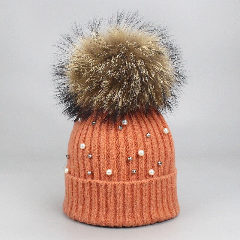 Elegant Pearl Beanie – Soft Wool Knit Winter Hat with Pearl Detailing - Urban Caps