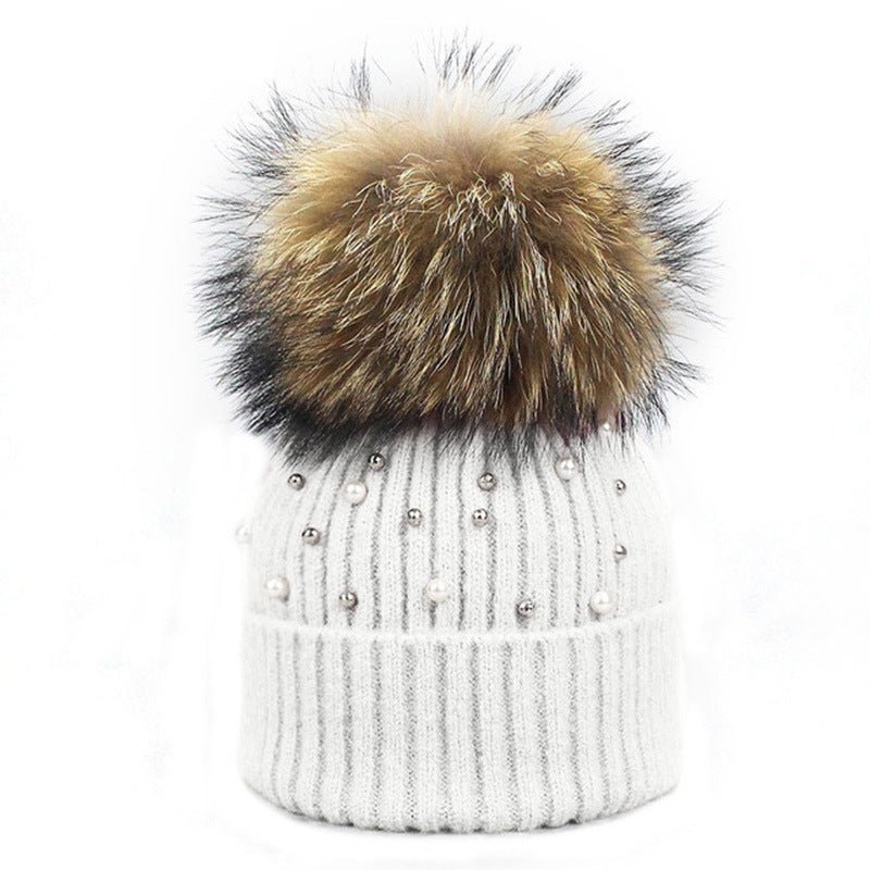 Elegant Pearl Beanie – Soft Wool Knit Winter Hat with Pearl Detailing - Urban Caps